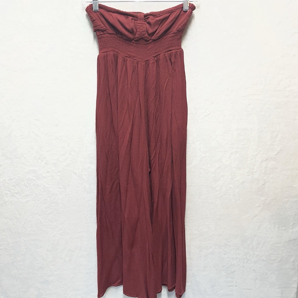 Free People Strapless Jumpsuit Womens XS Romper Gauzy Coastal Summer Wide Leg